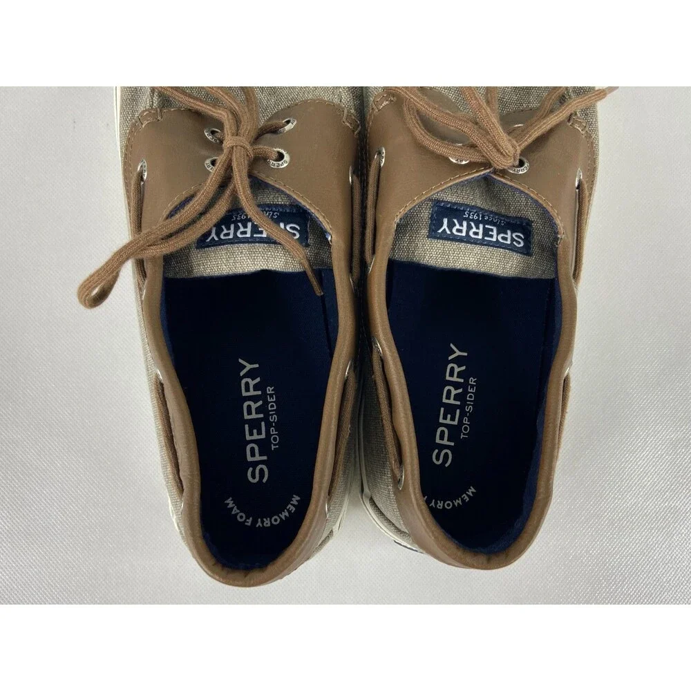 Sperry Men 12 Top Sider Grey Brown STS21489 Boat Shoe Classic Preppy Beach